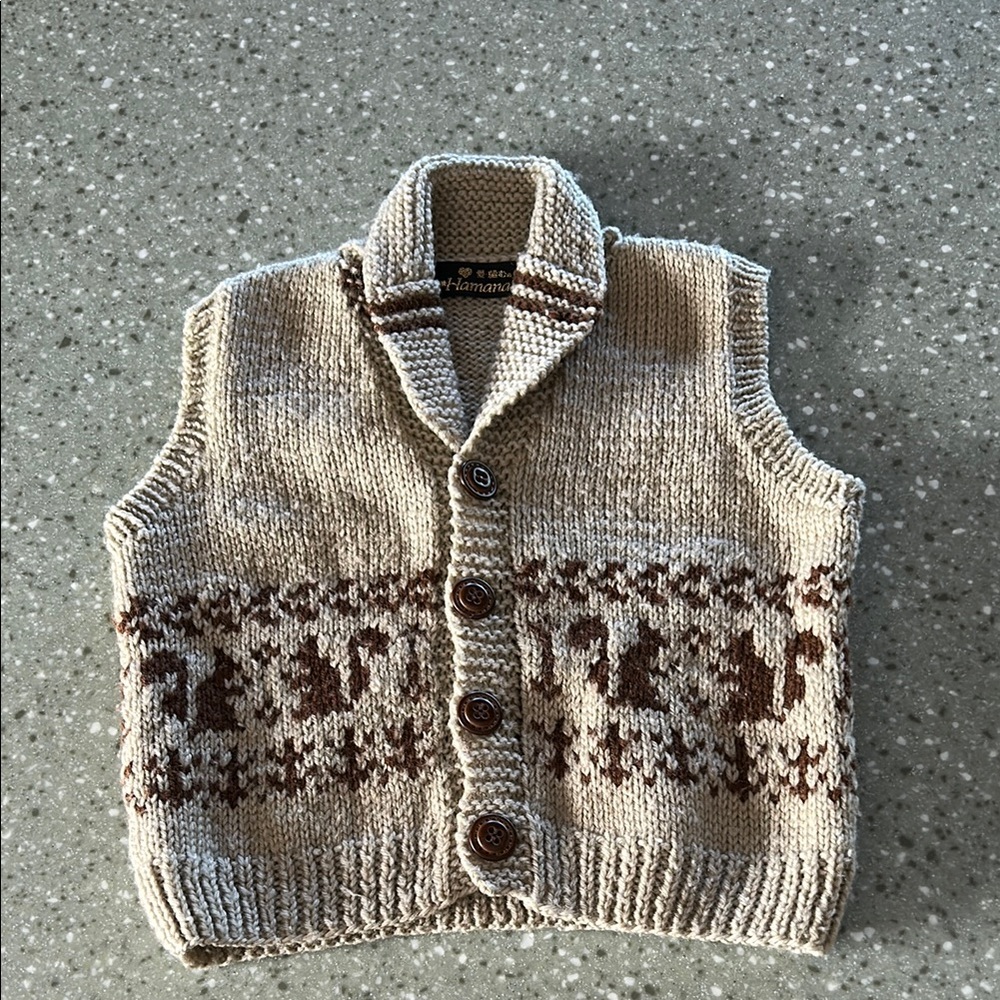 Toddler Cowichan style vest Squirrels